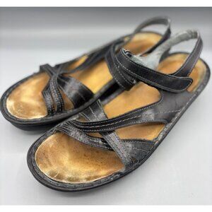 Naot Womens Black Leather Sandals Size 42 EU Casual Summer Straps‎